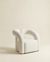 Sofia white boucle dining chair with arms