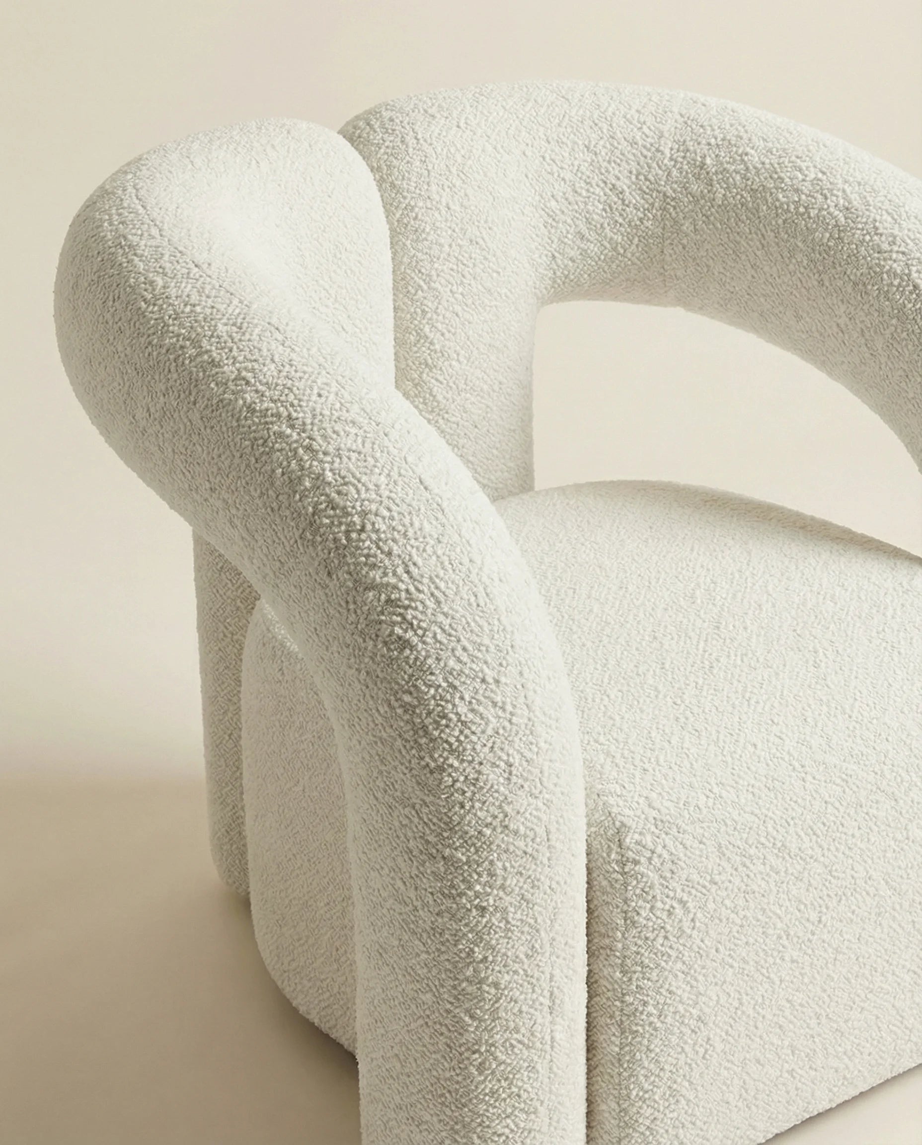 Sofia White Boucle Dining Chair with Arms