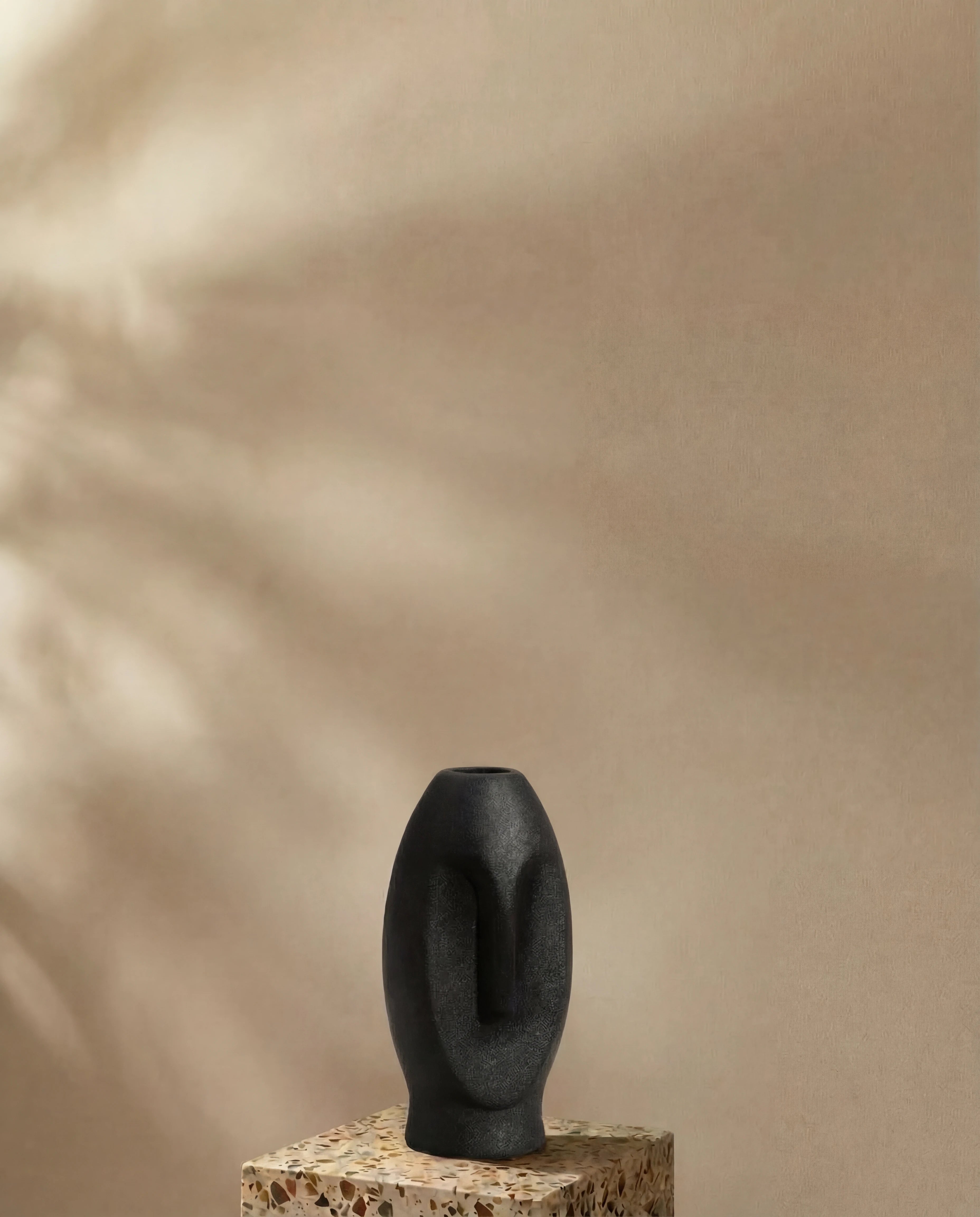 Soorat Black Abstract Human Face Vase