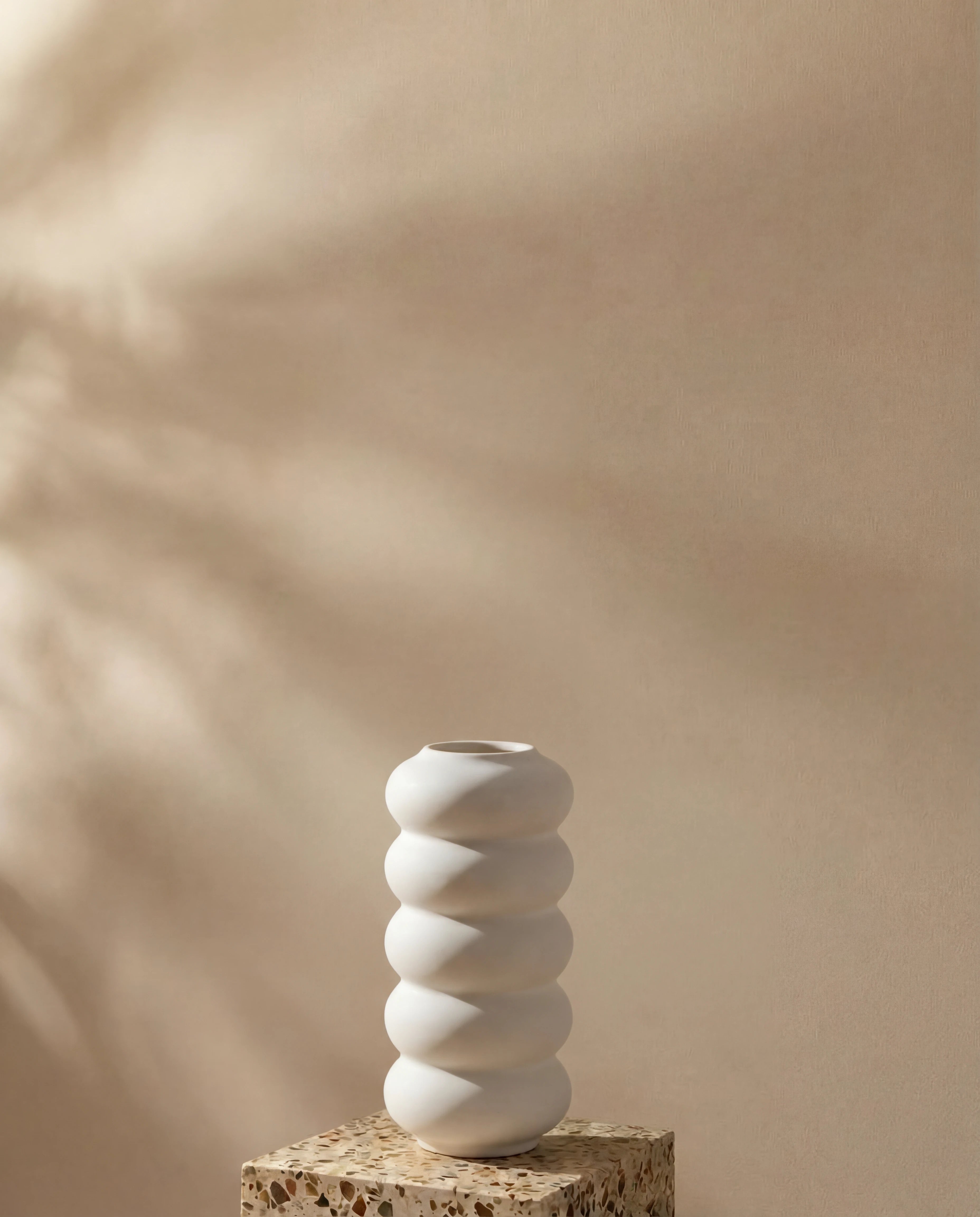 Sora White Spiral Ceramic Vase