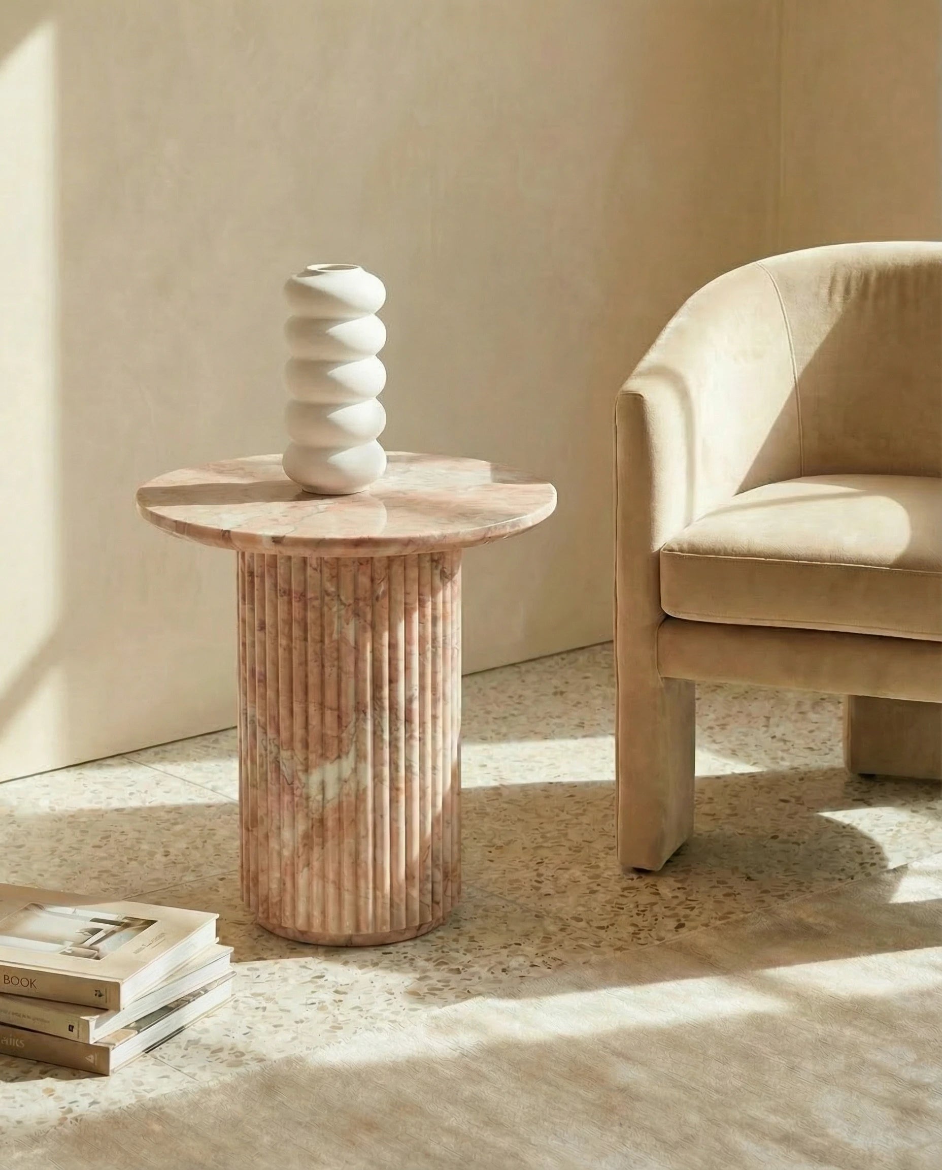 Sora White Spiral Ceramic Vase