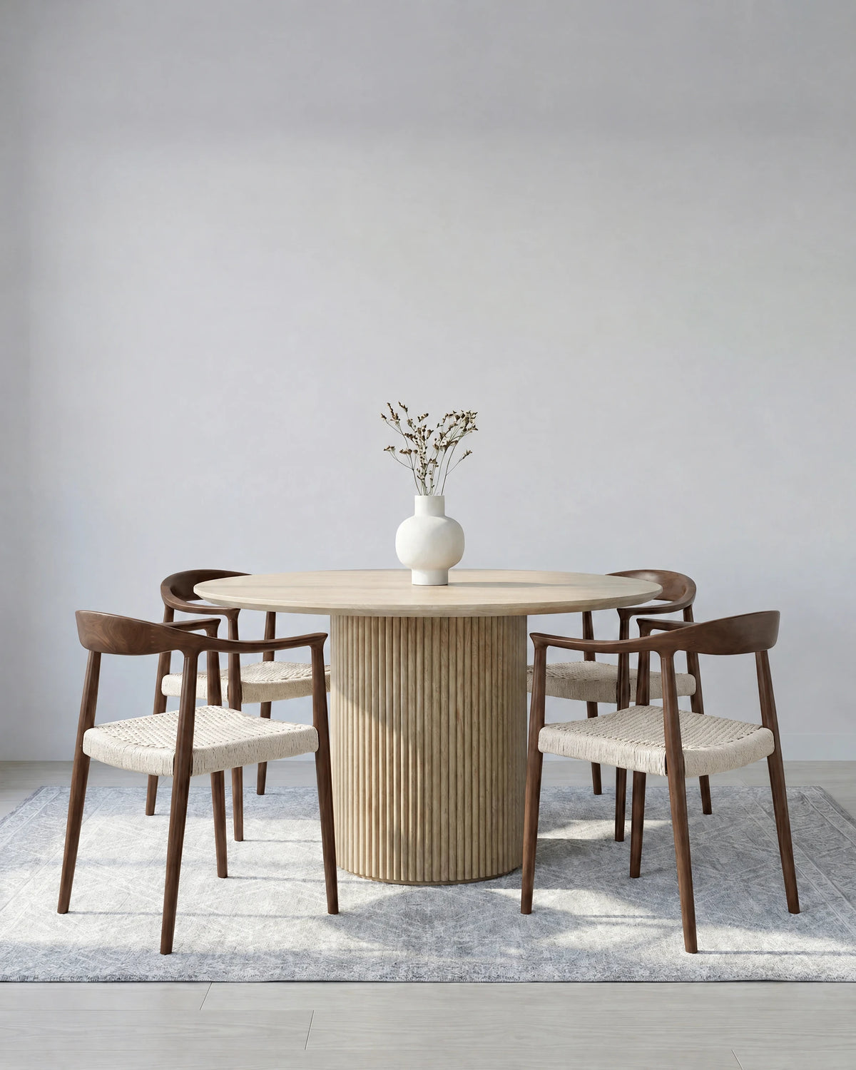 Soren artisan rubberwood dining chair, full view