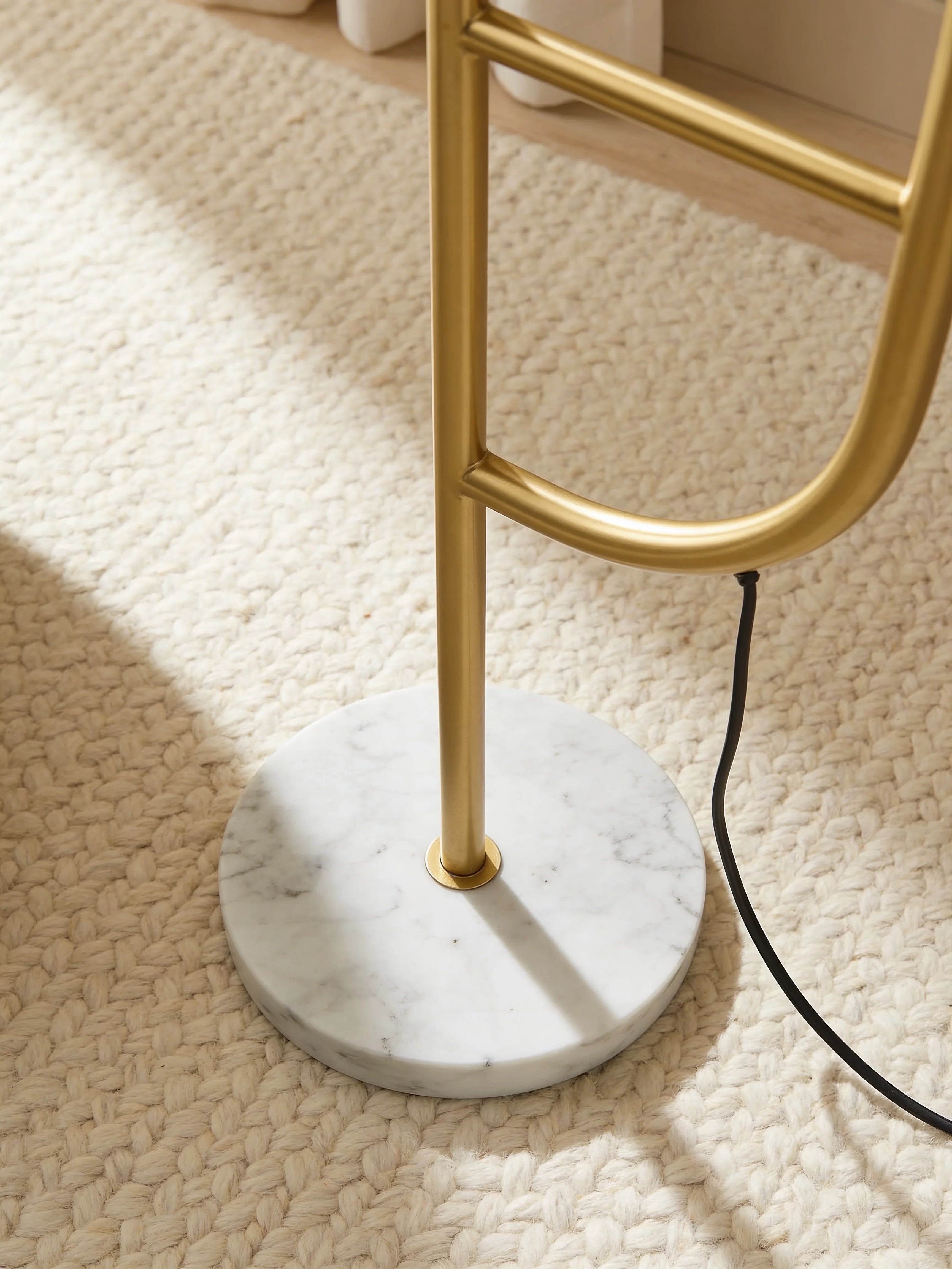 Swana Bowl Arch Gold Floor Lamp with Side Table