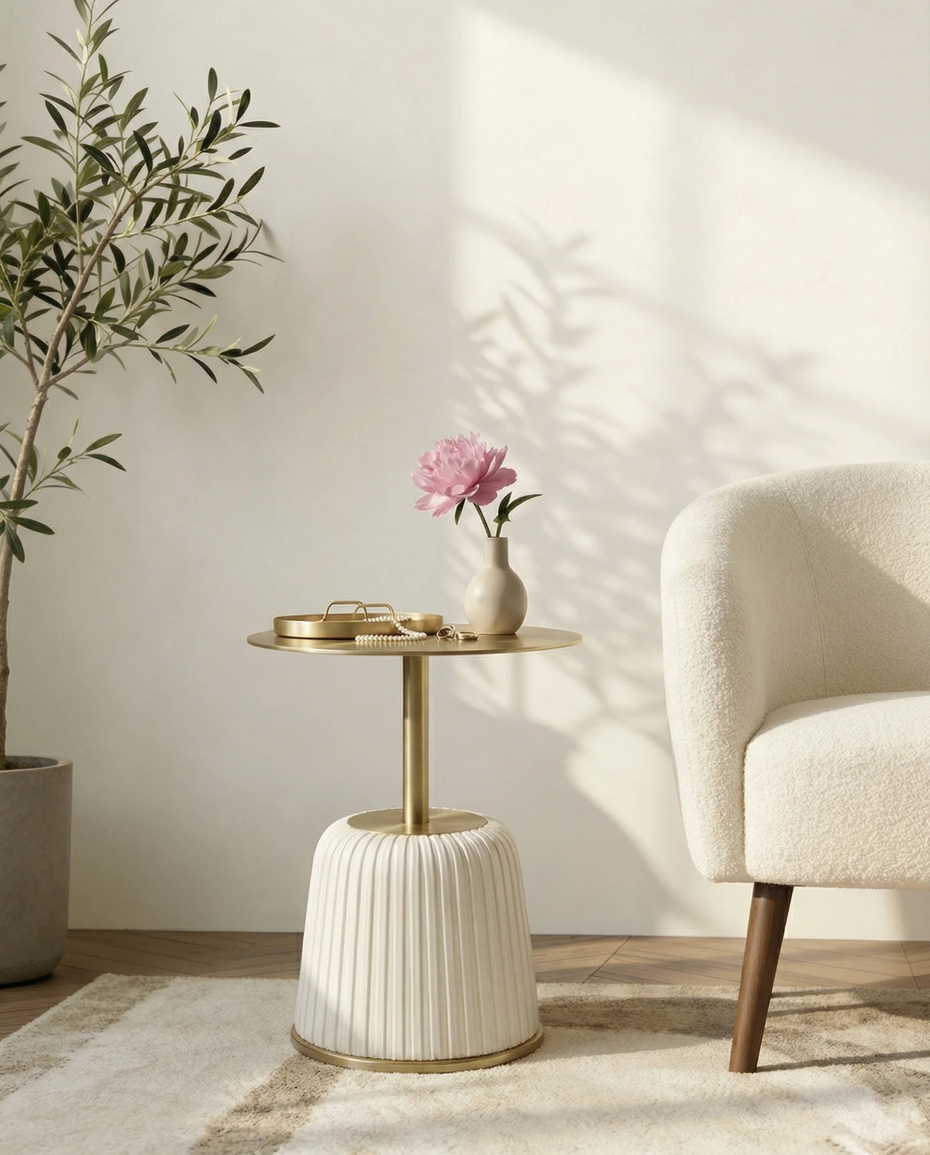 Valencia Gold & White Side Table