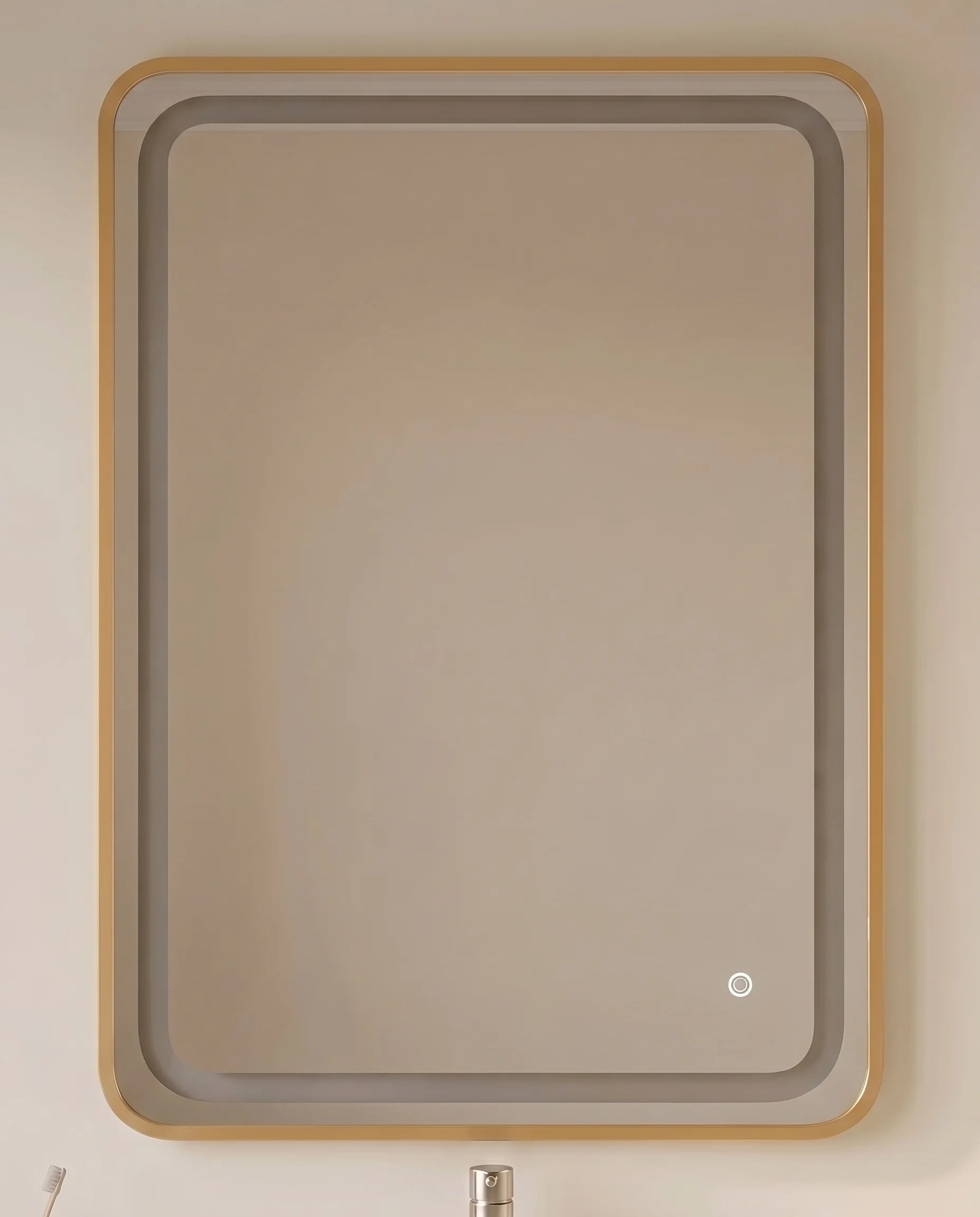 Valentino LED Rounded Corner Mirror with Golden Frame