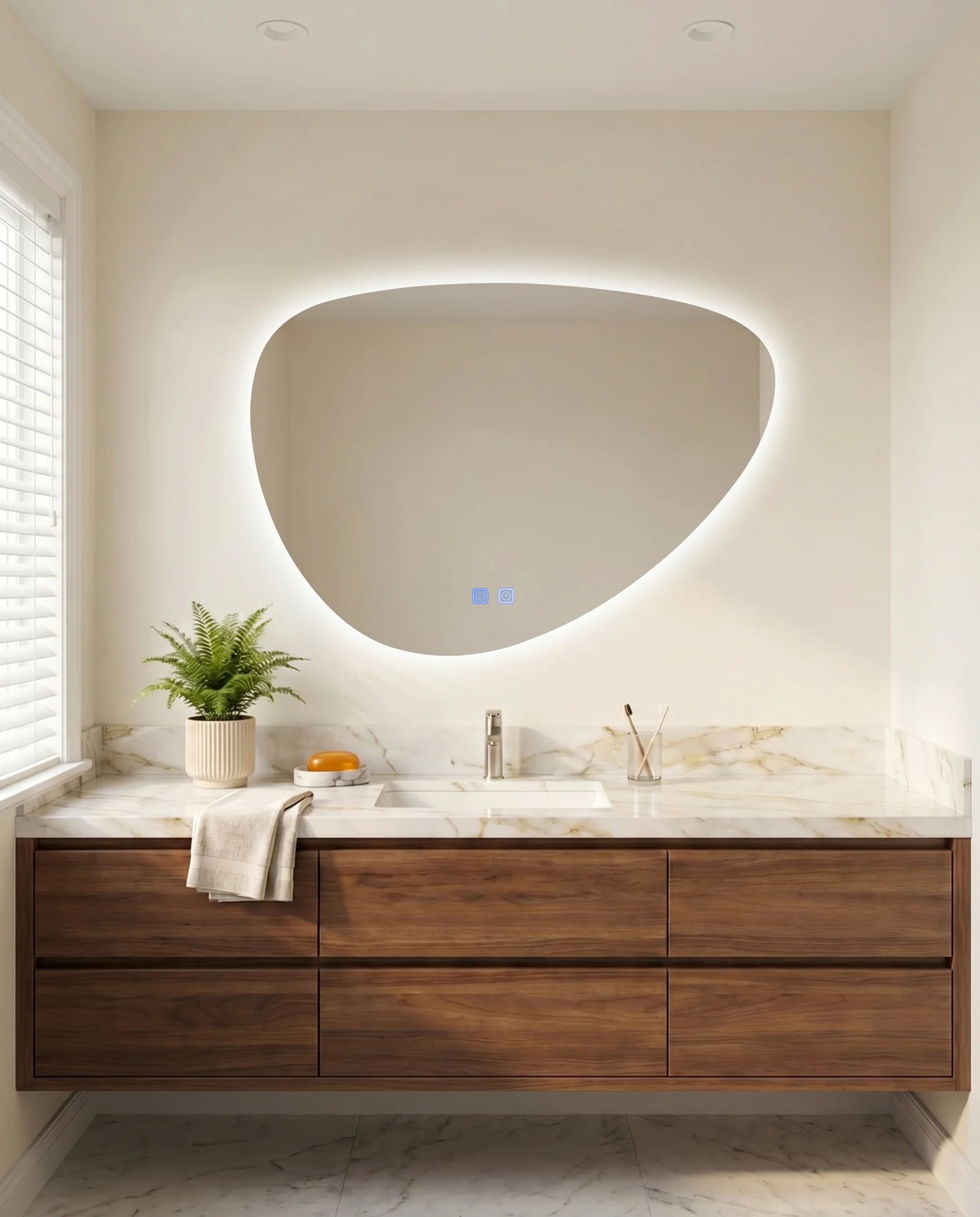 Vance Lighted Frameless Irregular Vanity Mirror