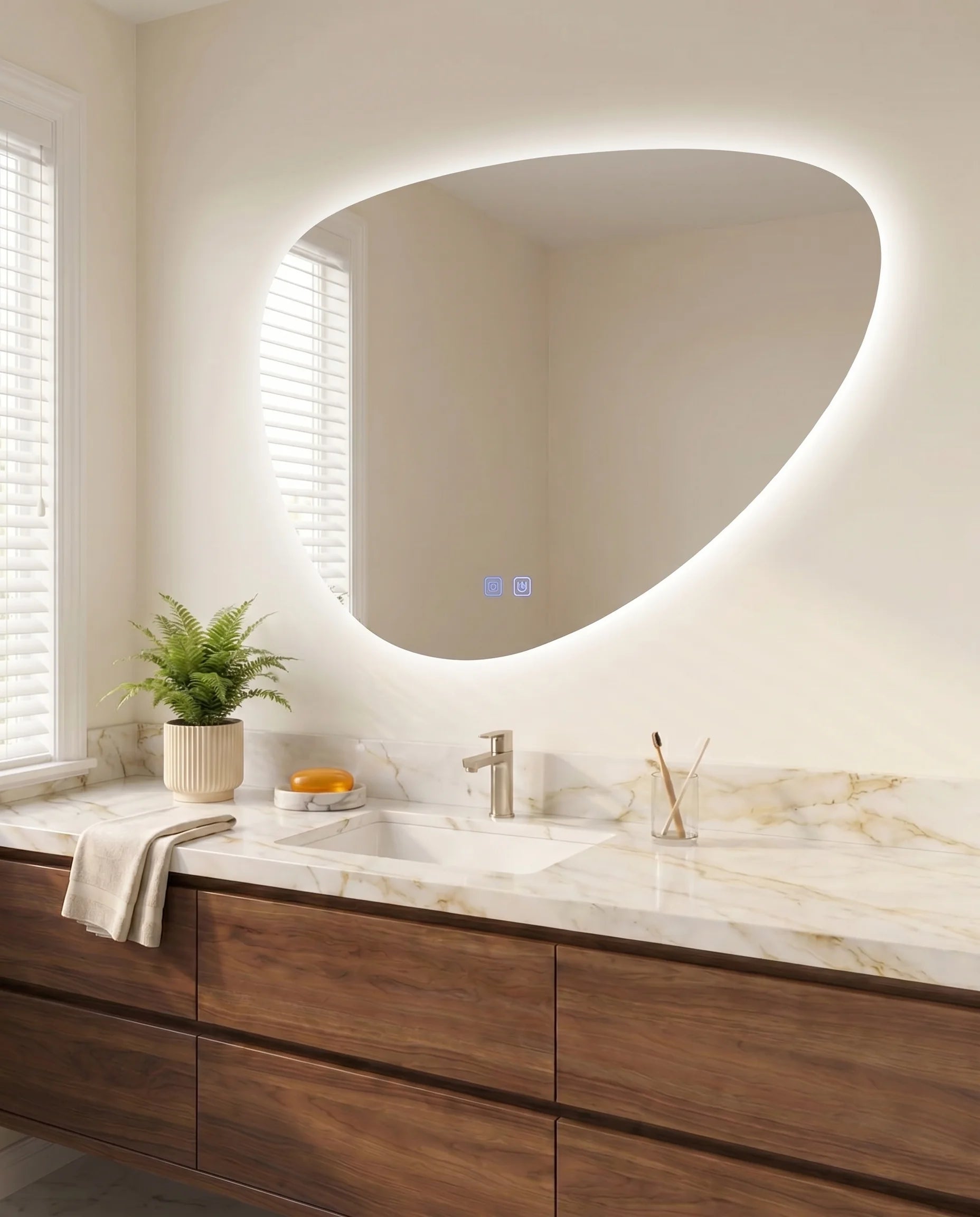 Vance Lighted Frameless Irregular Vanity Mirror