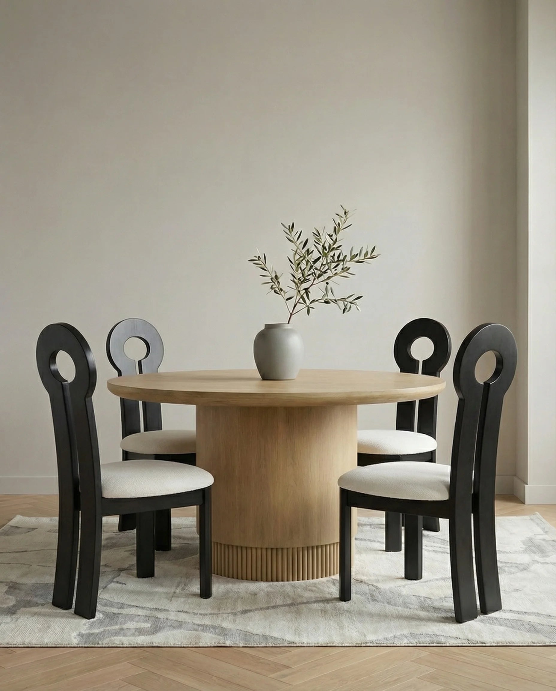 Vega black dining chair styled in a modern Dubai dining room