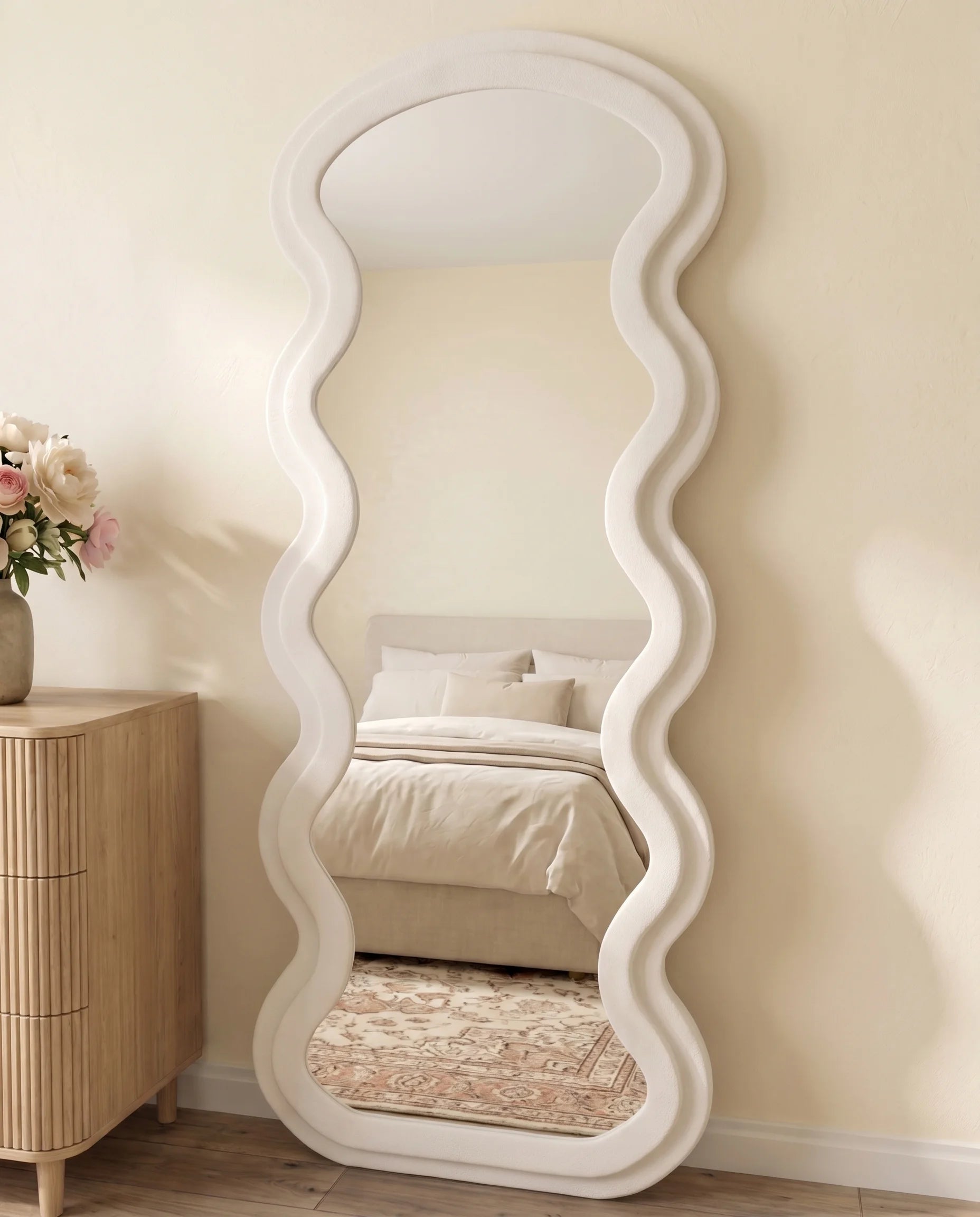 Vienna white flannelette wavy full-body mirror