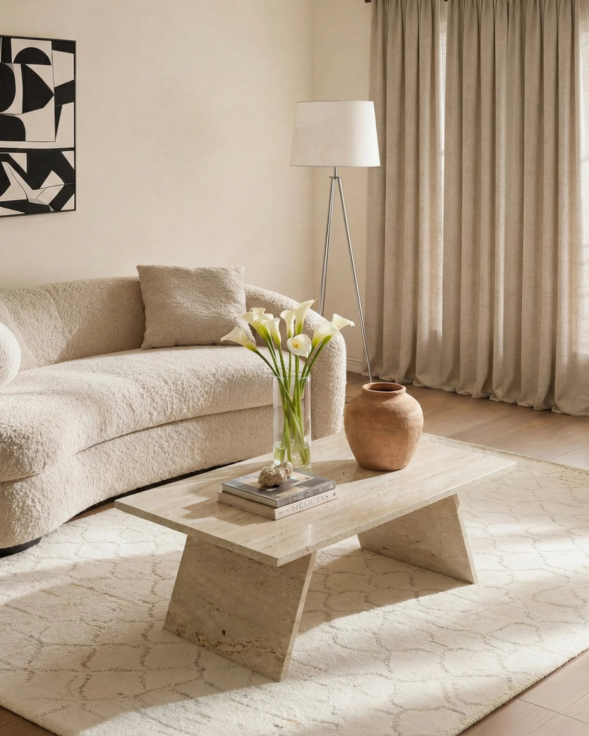 Winston travertine coffee table