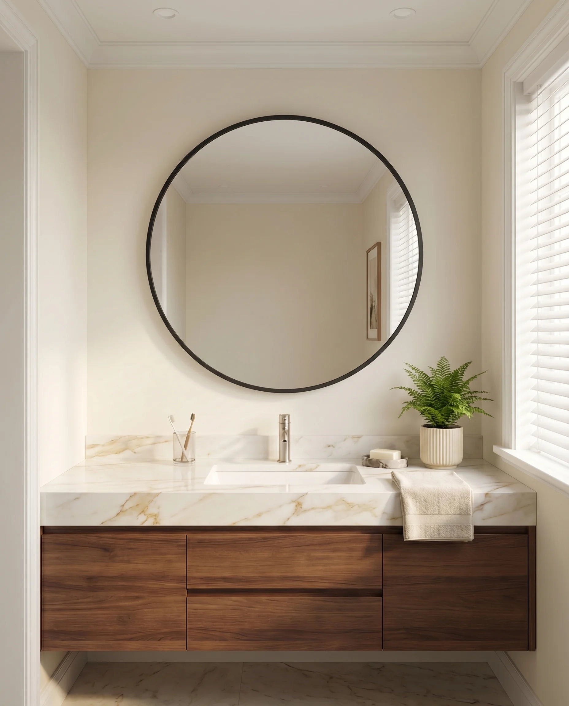 Zara Black Round Accent Wall Mirror
