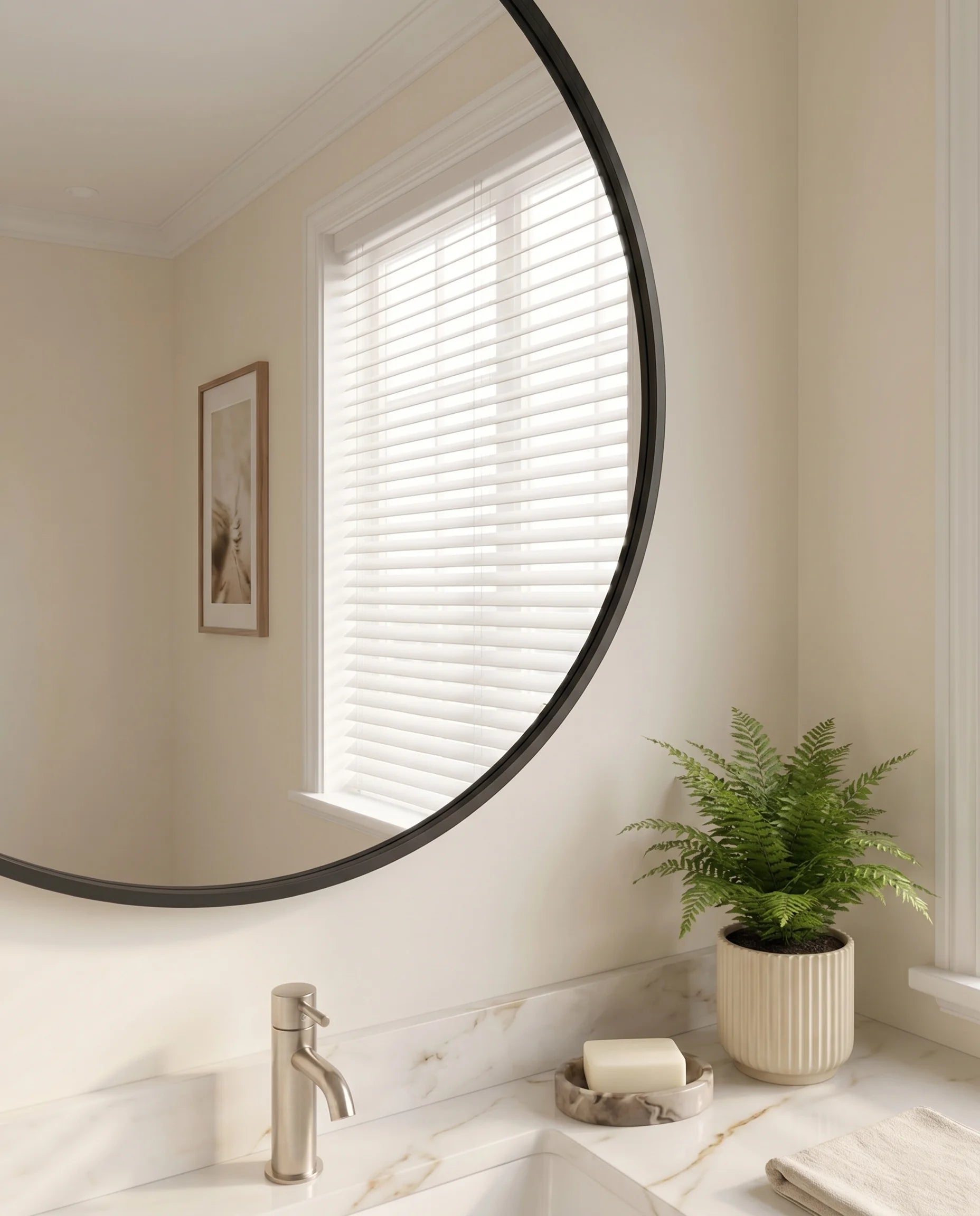 Zara Black Round Accent Wall Mirror