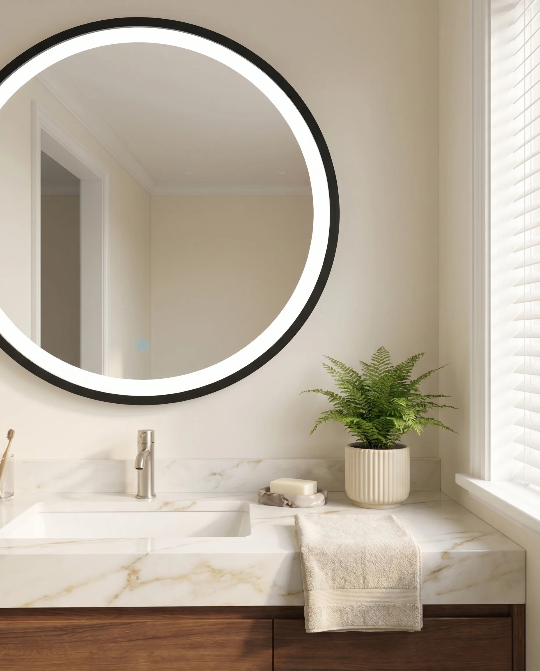 Zara LED Black Round Accent Wall Mirror