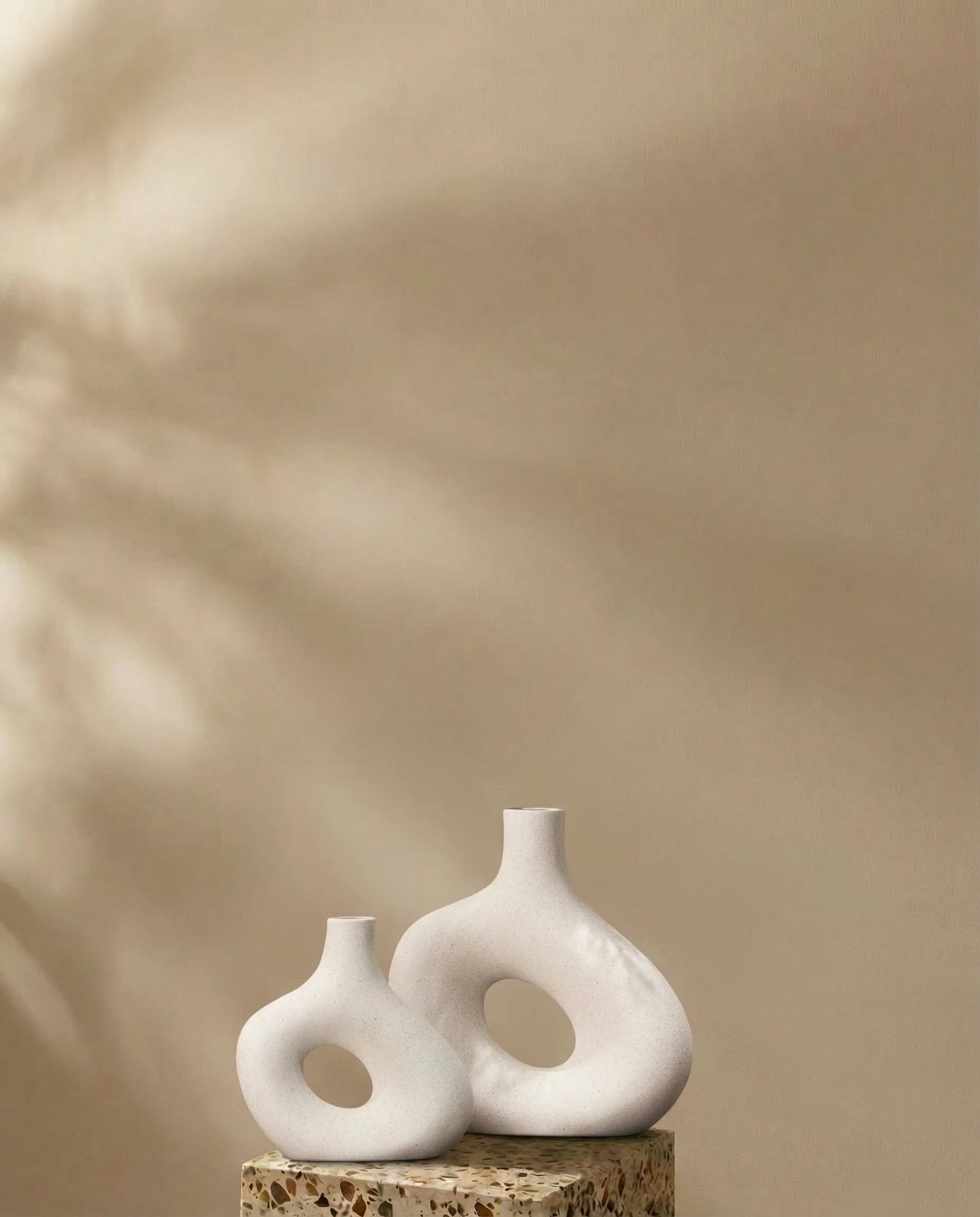 Zen Decorative Ivory Loop Ceramic Vase