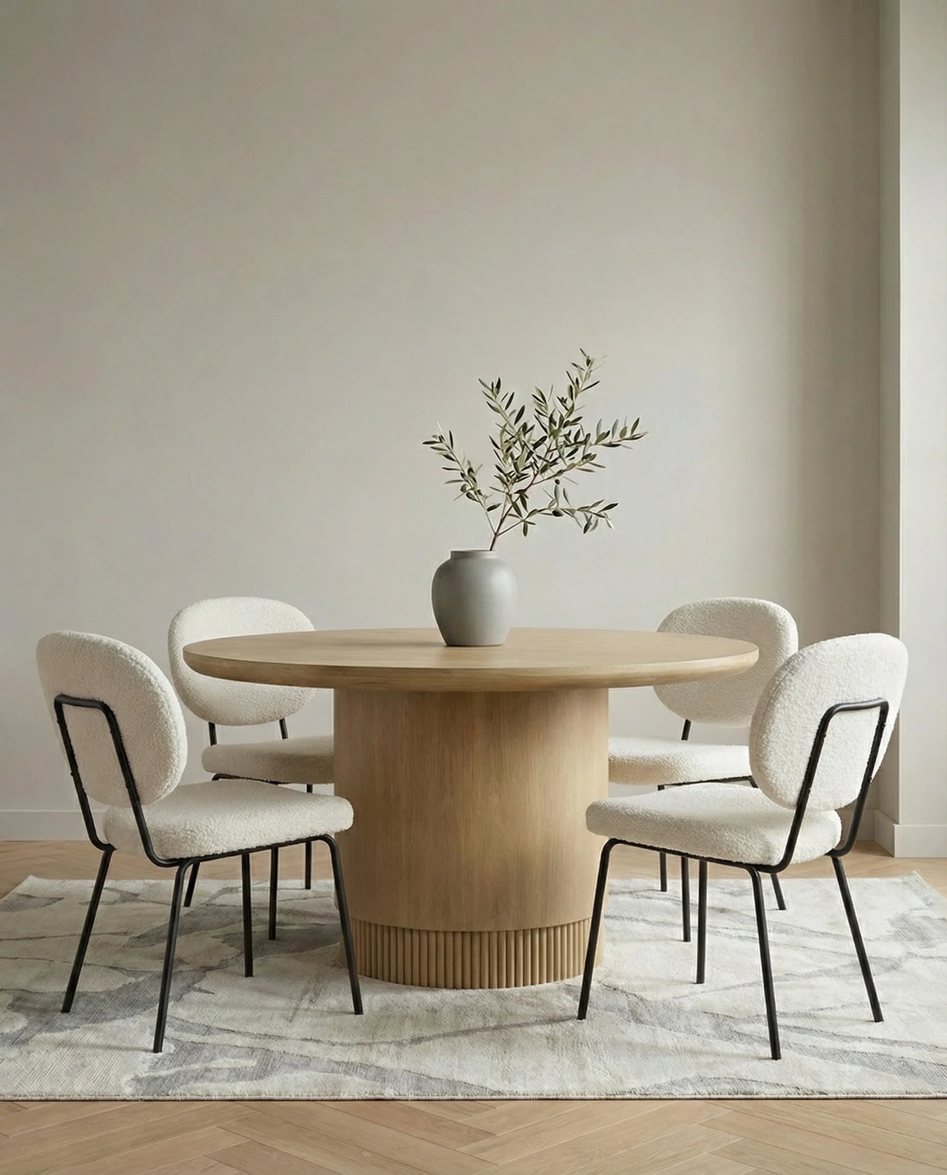 Zobi Cozy White Bouclé Dining Chair