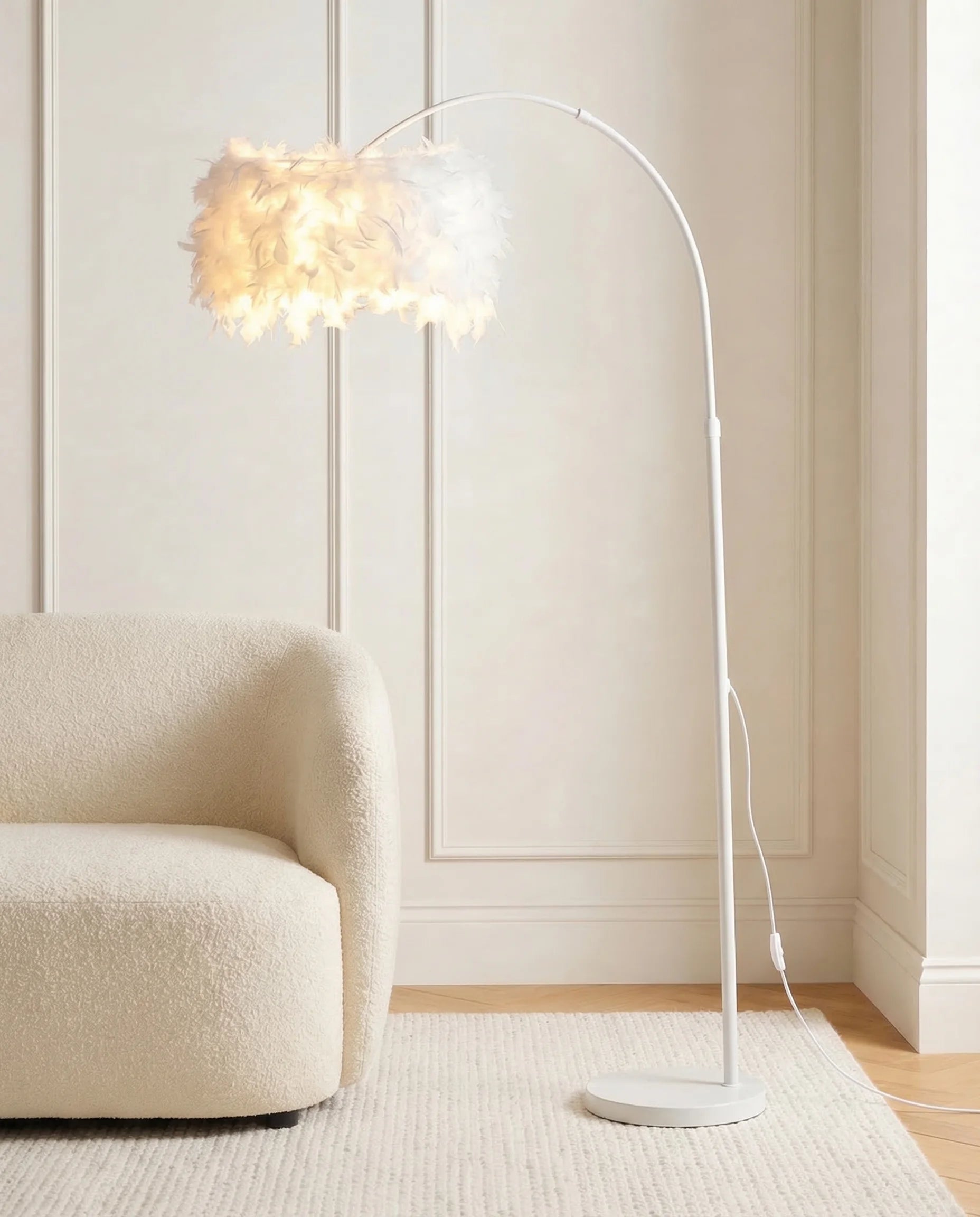 Zoe Feather Fishing Arch Floor Lamp