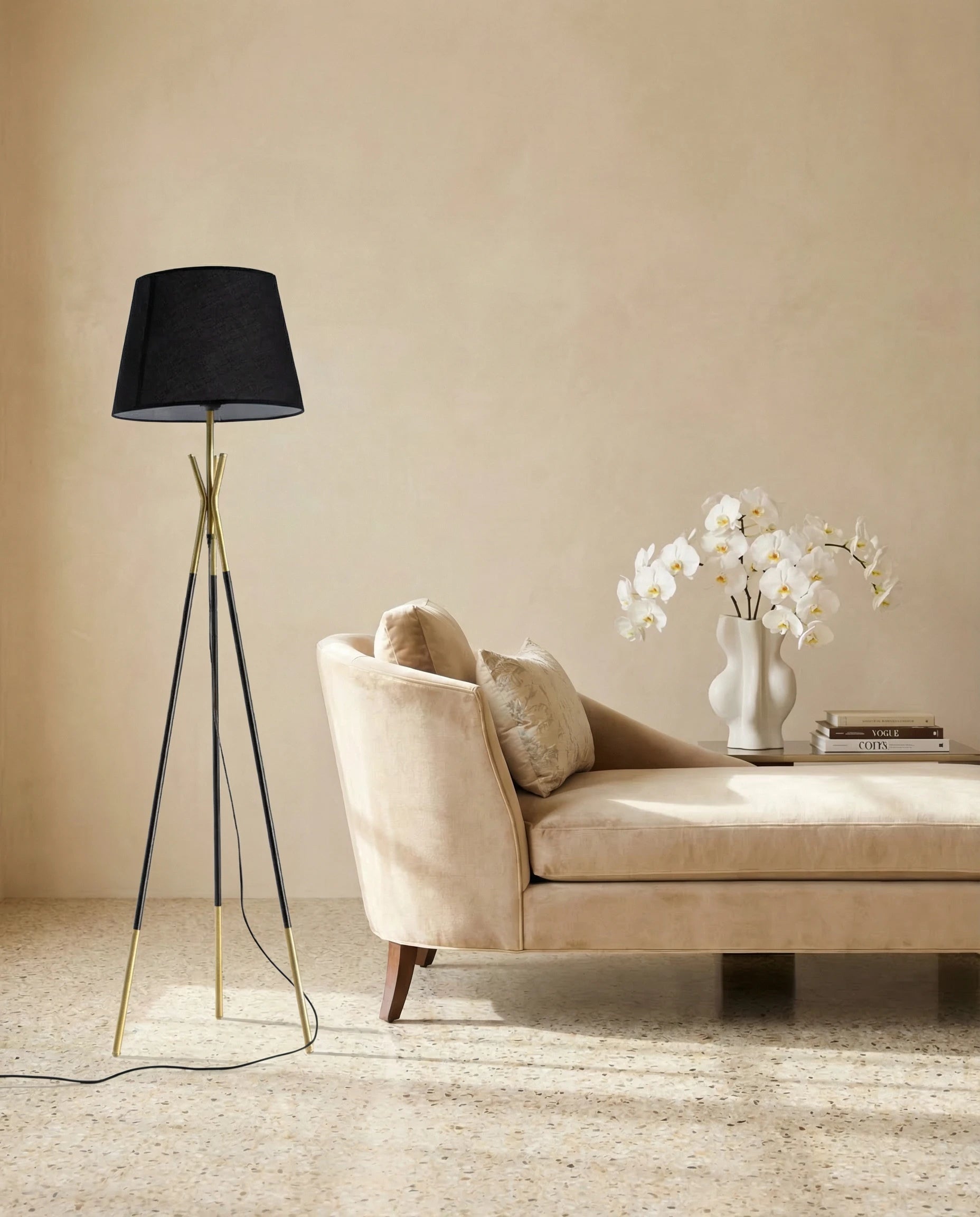 Zoha Black & Gold Tripod Floor Lamp