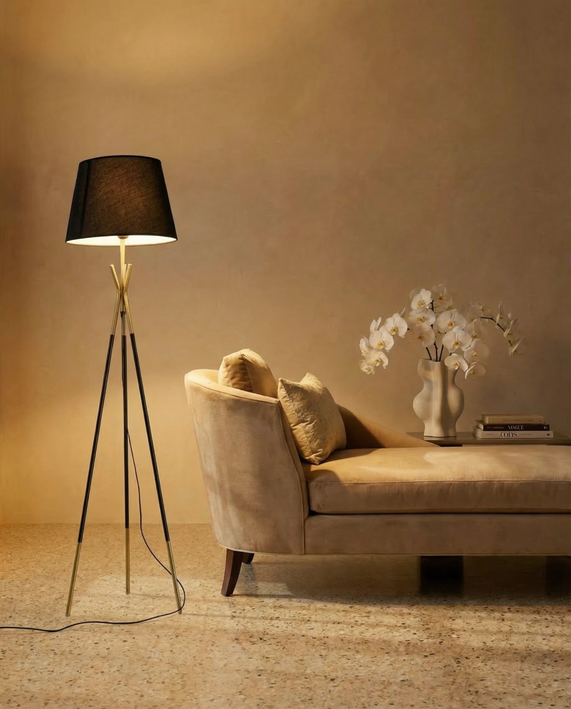 Zoha Black & Gold Tripod Floor Lamp