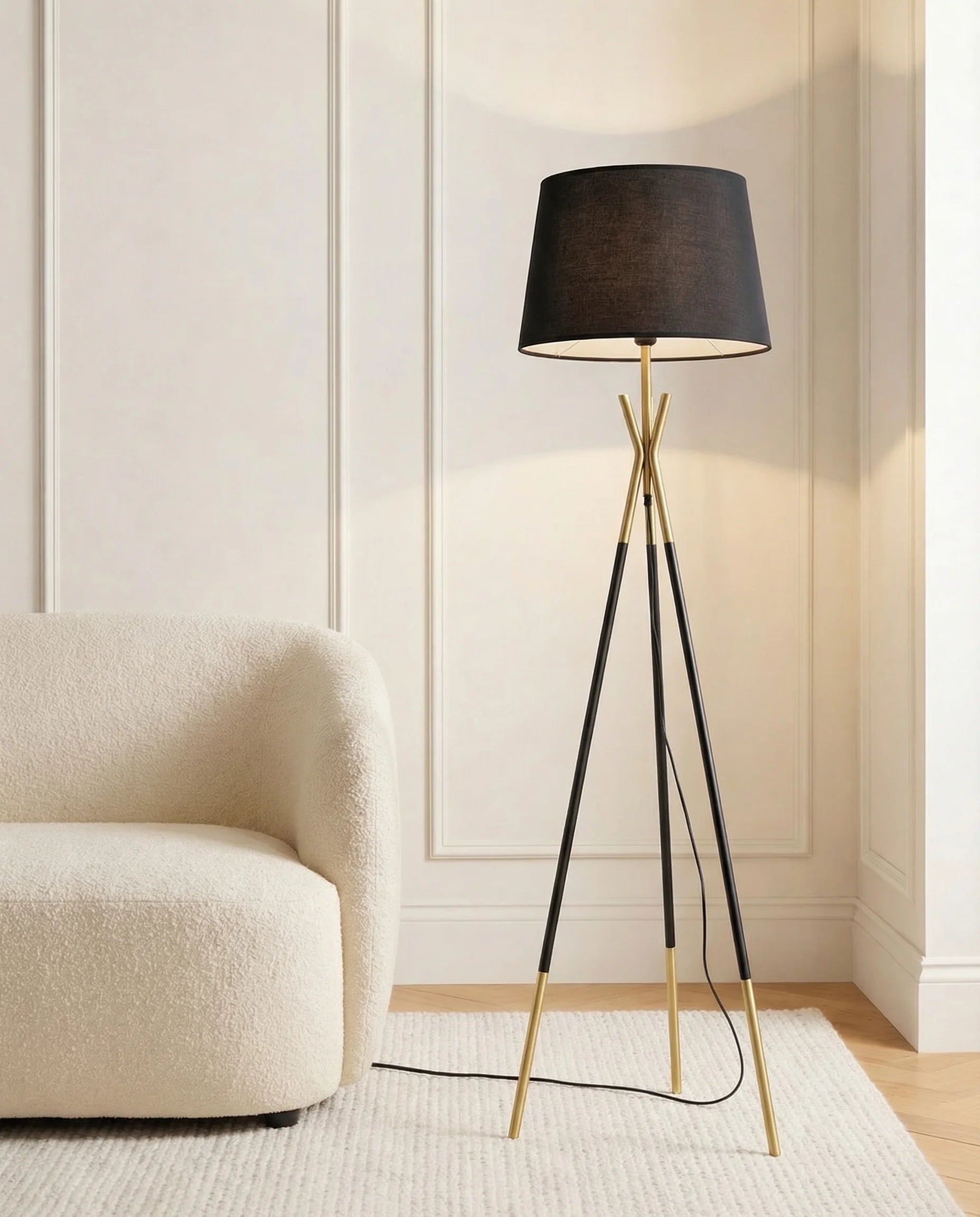 Zoha Black & Gold Tripod Floor Lamp