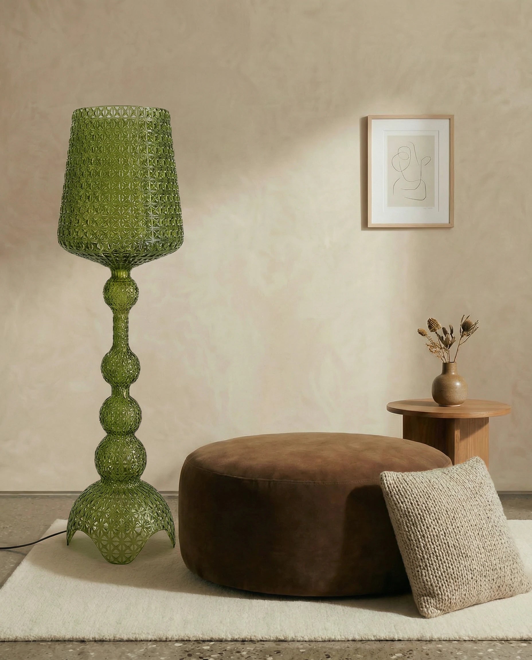Zumra Emerald Green Glass Floor Lamp