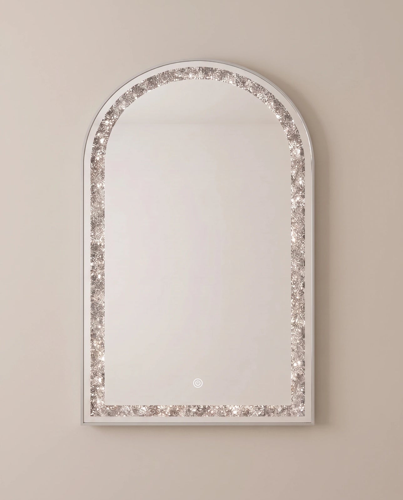 Celine silver arch LED mirror with crystal inlay