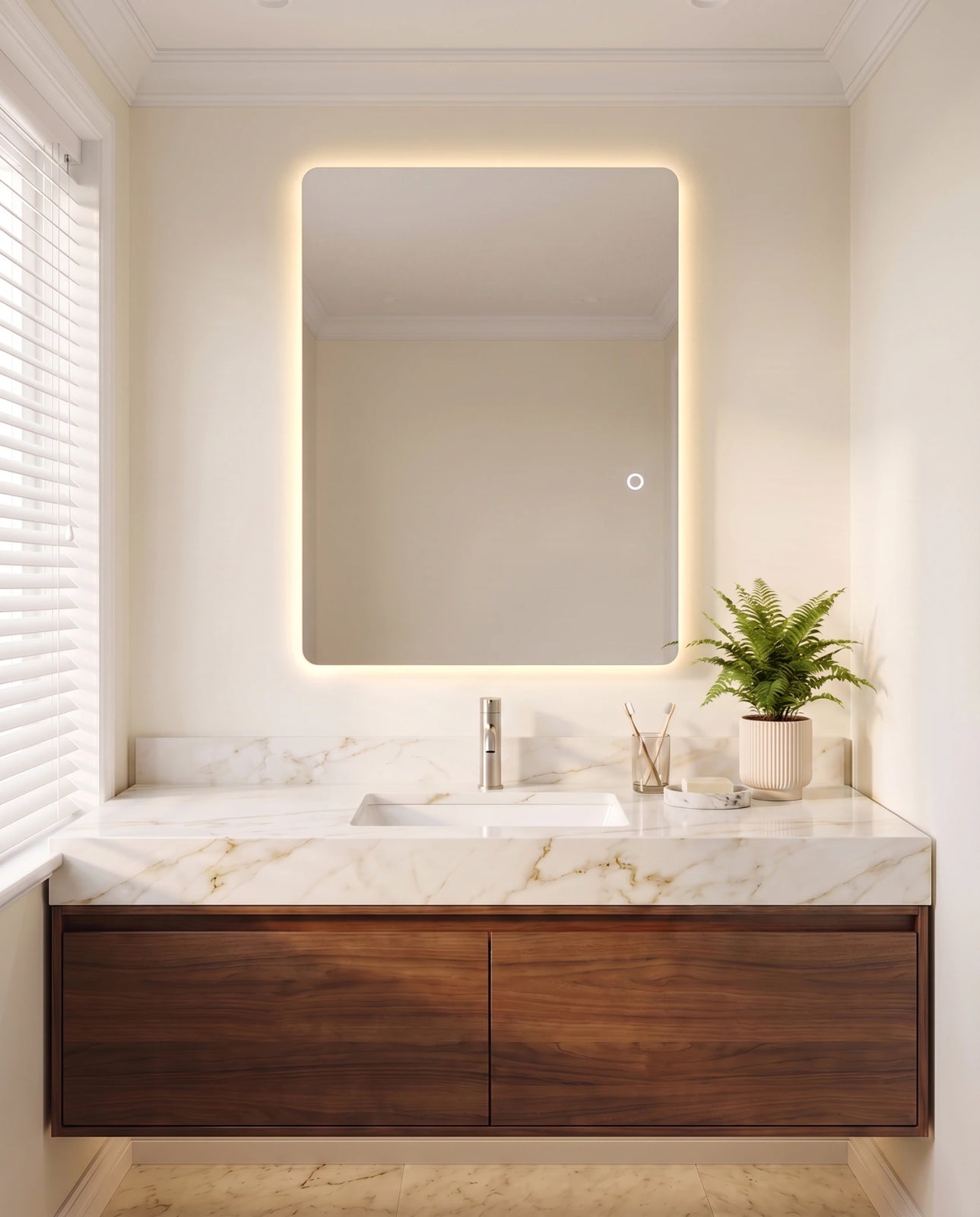 Faye frameless LED wall mirror