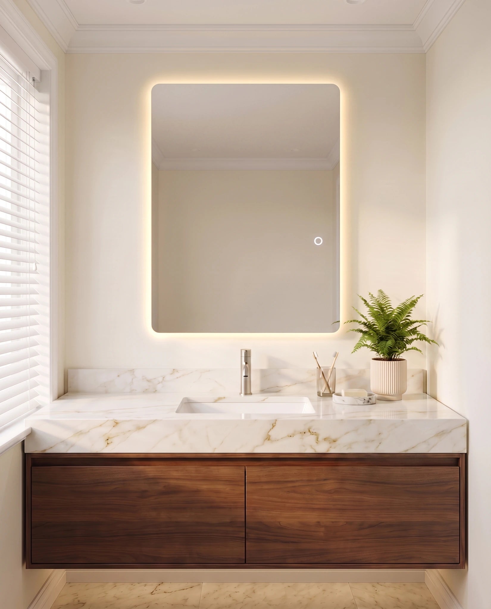 Faye frameless LED wall mirror
