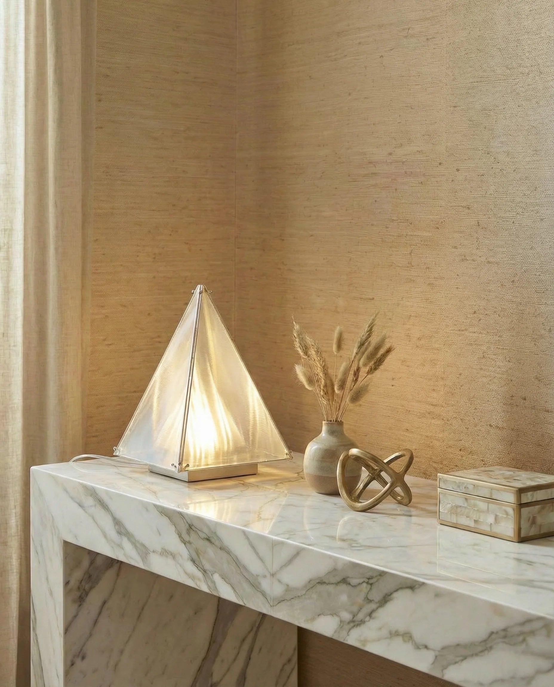 Giza pyramid night table lamp with a soft acrylic glow