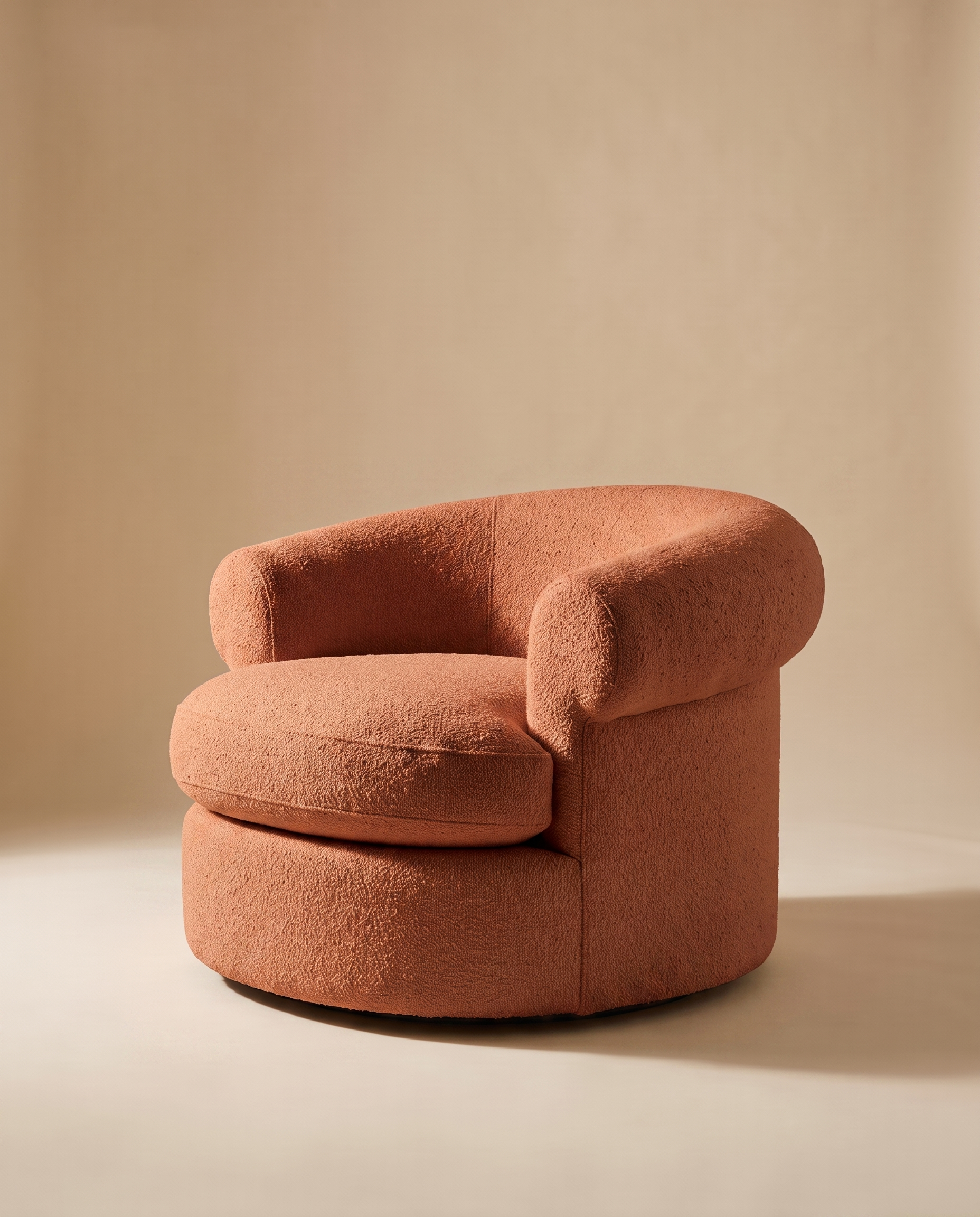 Otto terracotta bouclé rounded lounge chair