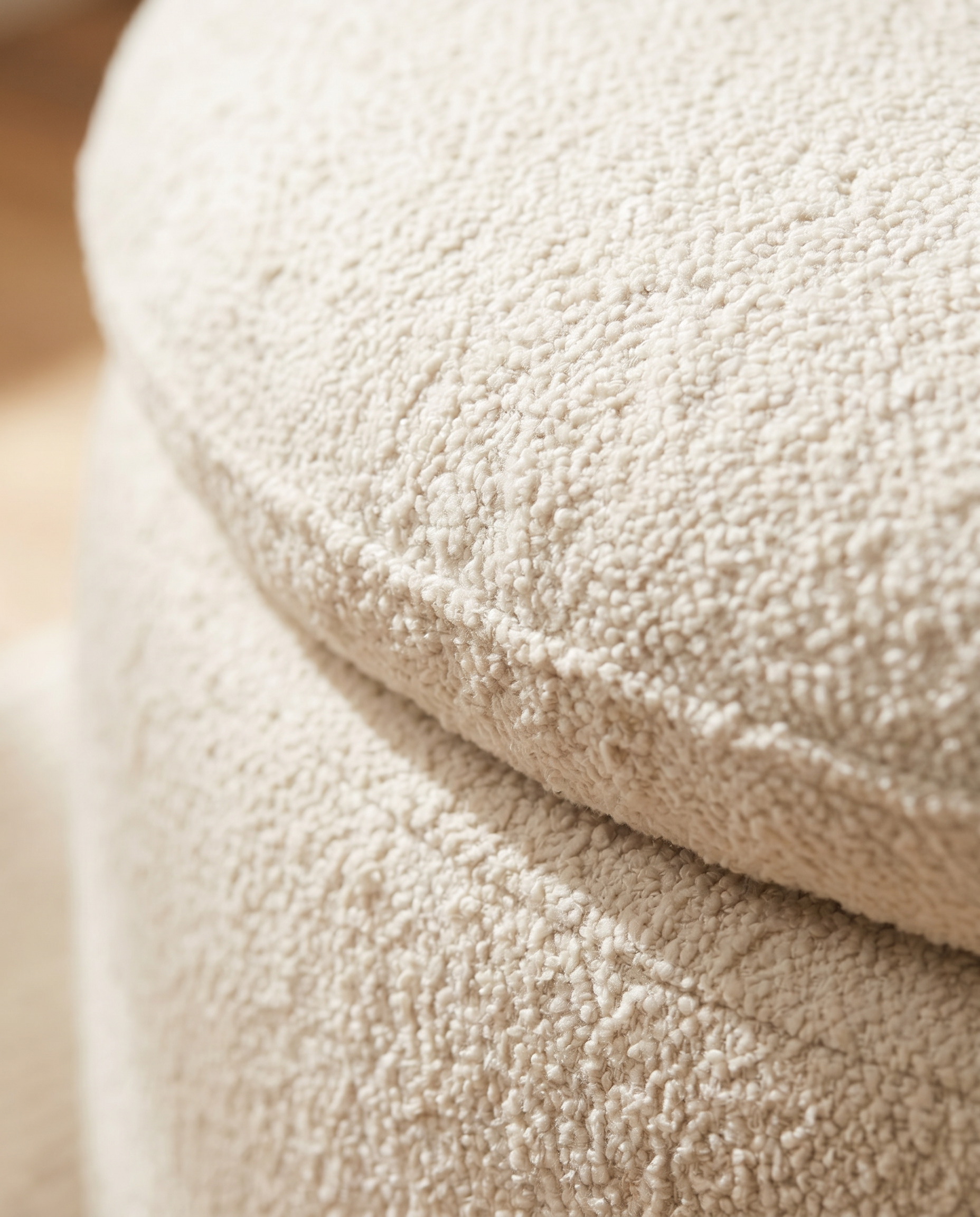 Cream bouclé weave texture detail