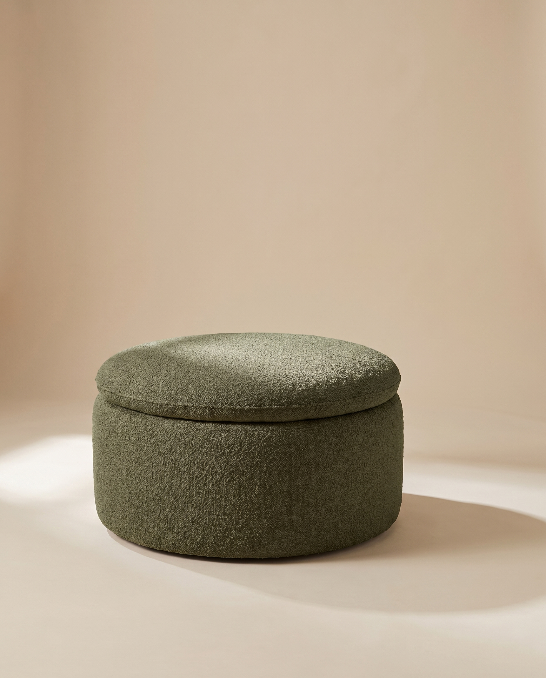 Romy green bouclé storage pouf