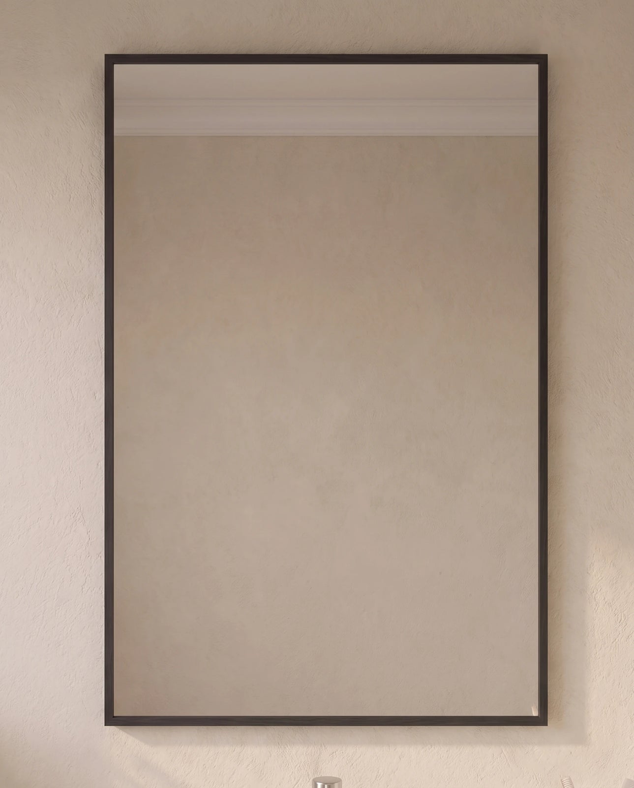 Margaux black rectangular vanity mirror, close-up of the black frame