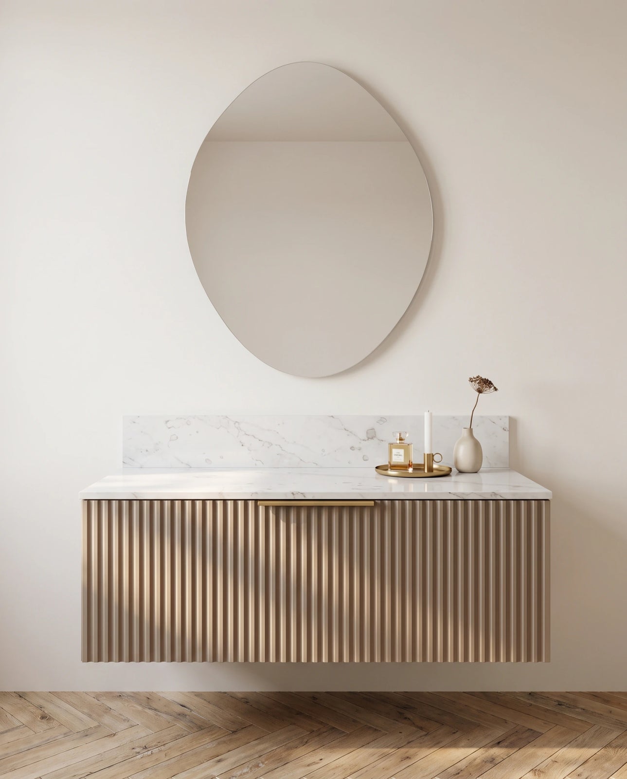Neve frameless irregular mirror