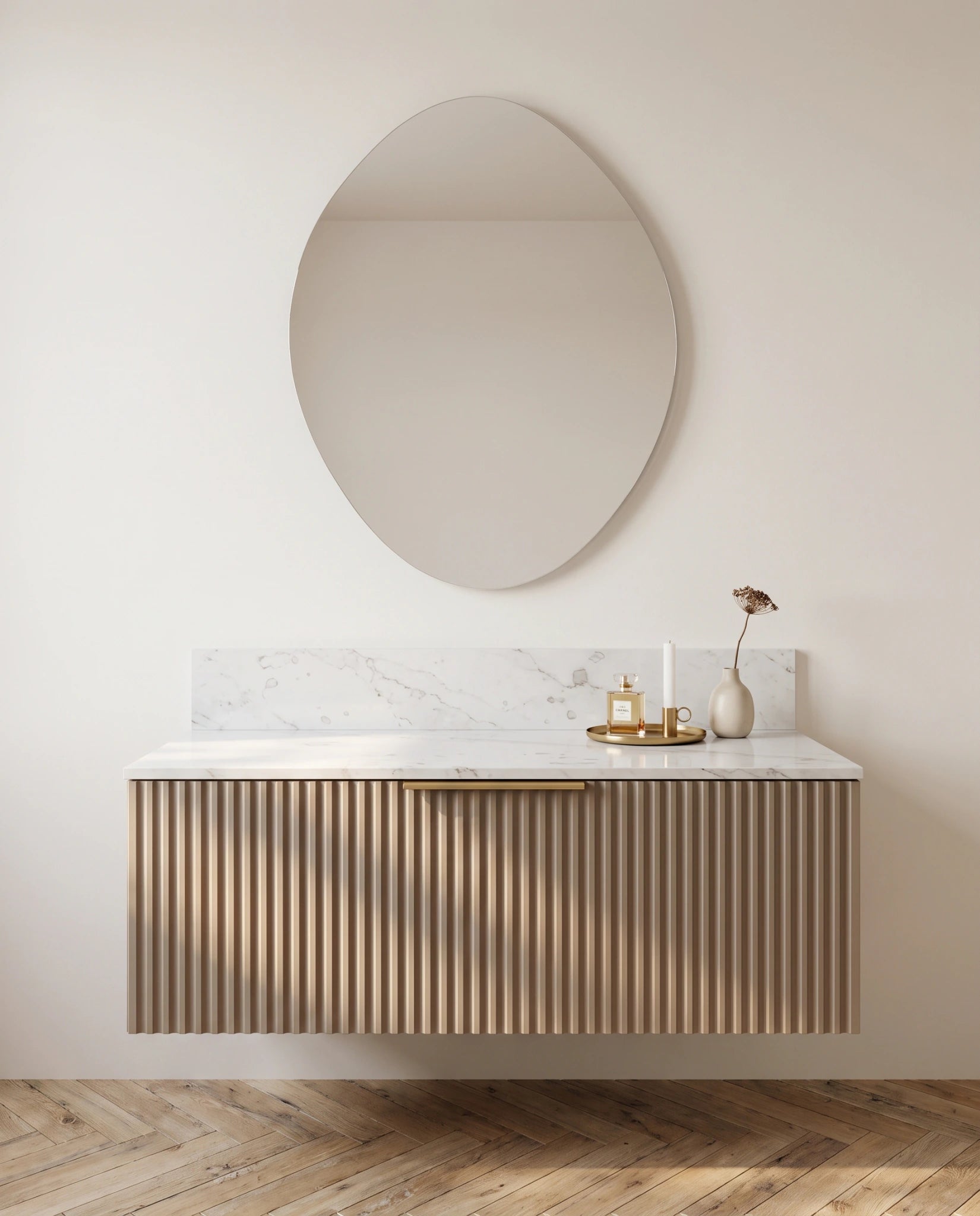 Neve frameless irregular mirror