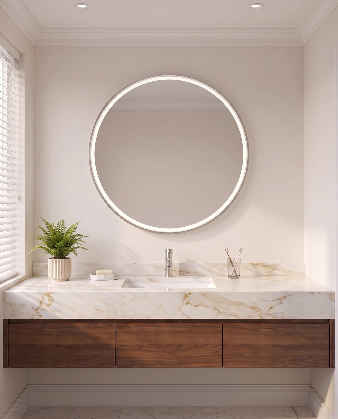 Selene black round LED wall mirror