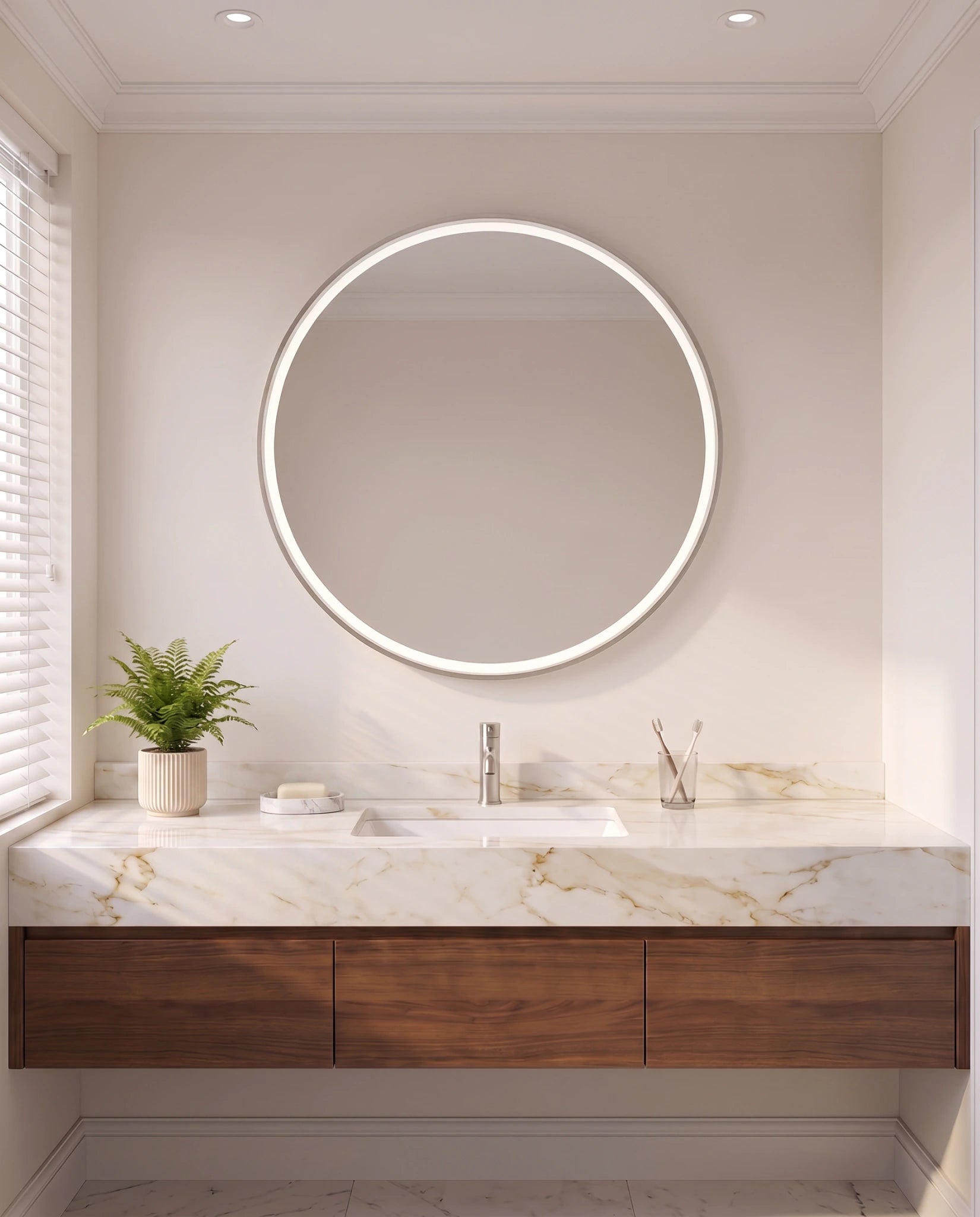 Selene black round LED wall mirror