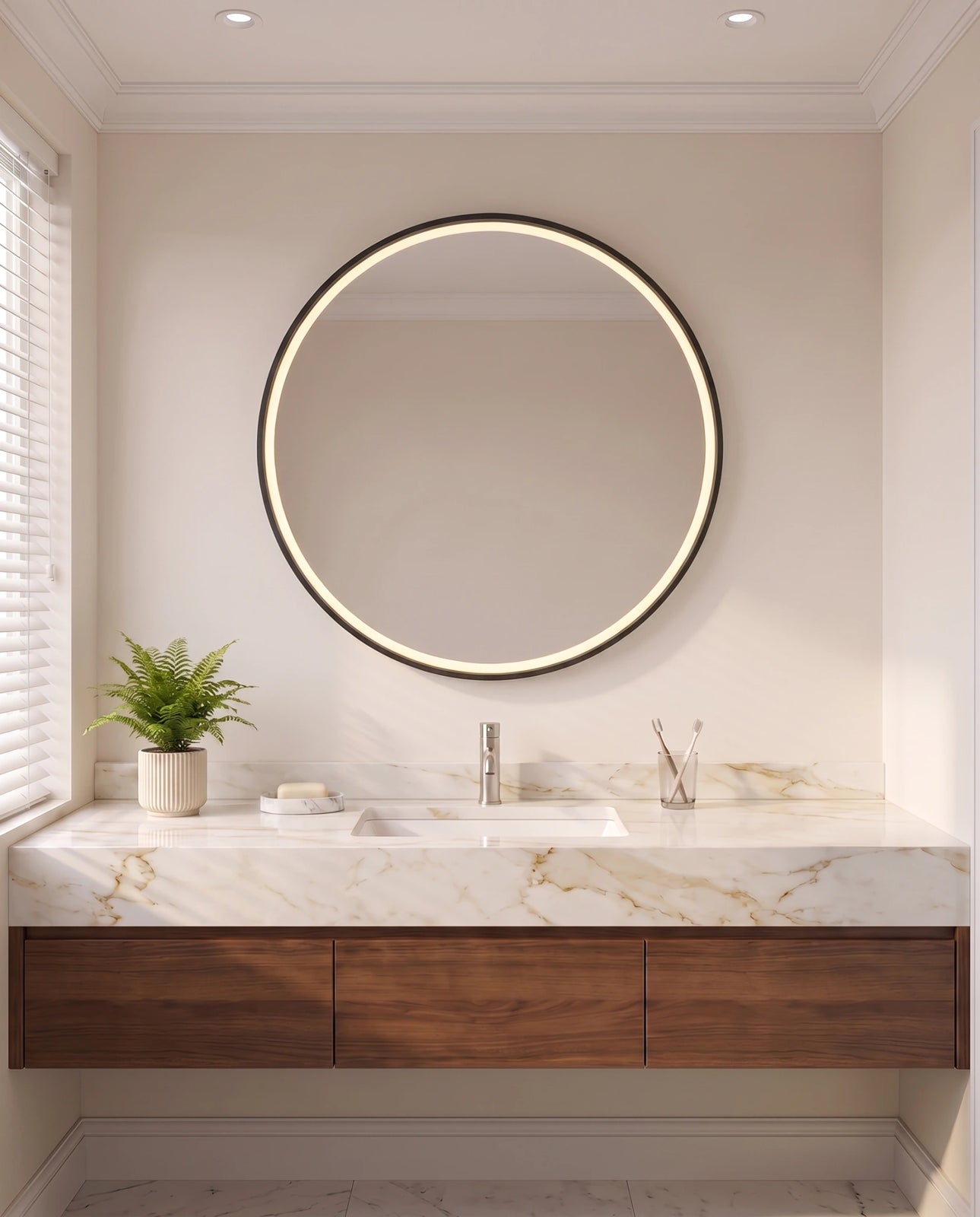 Selene silver round LED wall mirror
